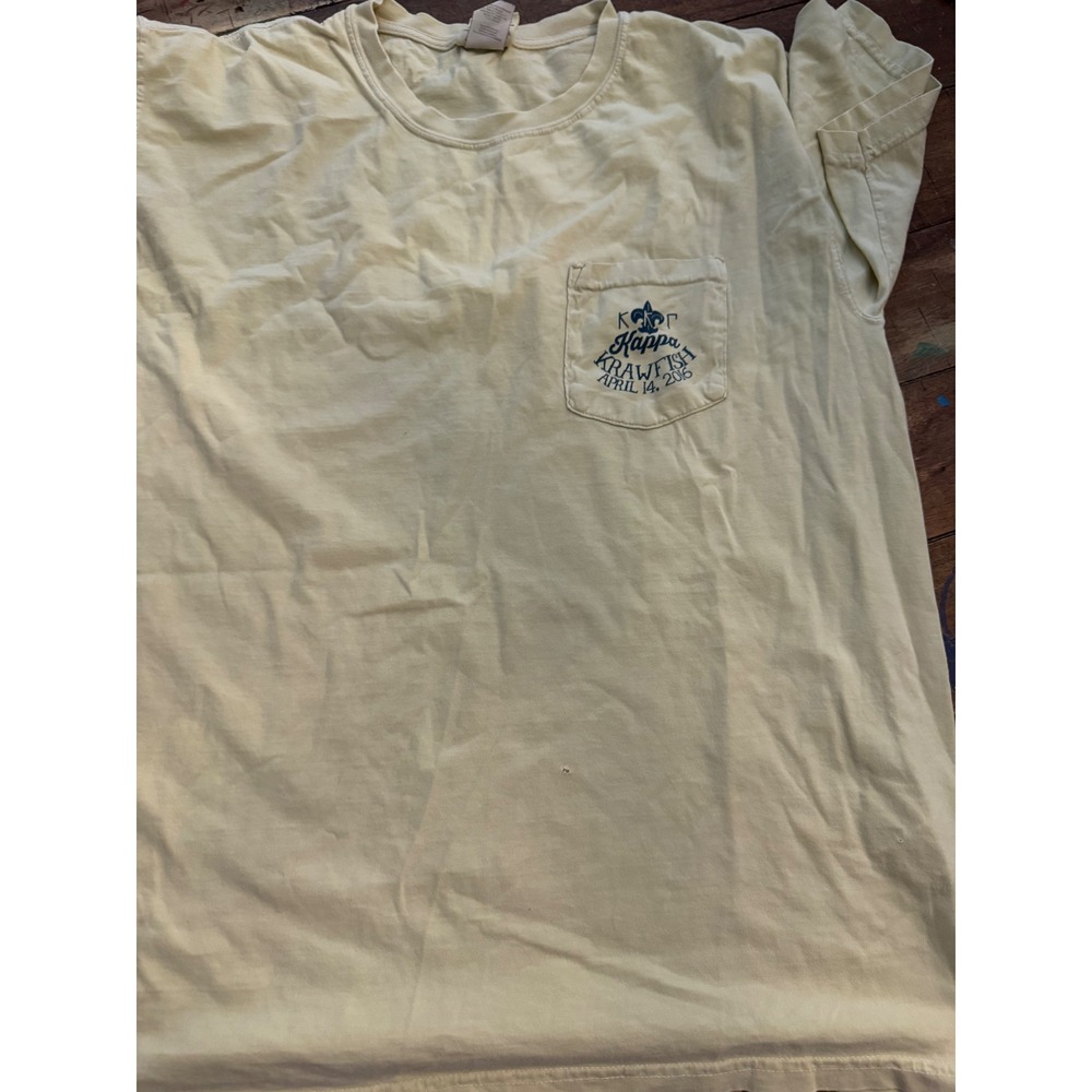Comfort Colors Ole Miss Kappa Kappa Gamma Krawfish 2016 Pocket T-Shirt Yellow L